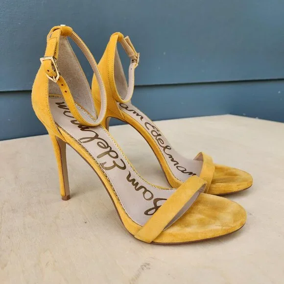 Sam Edelman | Shoes | Sam Edelman Golden Yellow Ariella Anklestrap Dress  Sandals Size | Poshmark